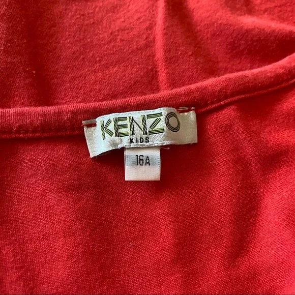 KENZO Girls sz 16A XL Red Long Sleeve Tshirt Tiger - Picture 5 of 8